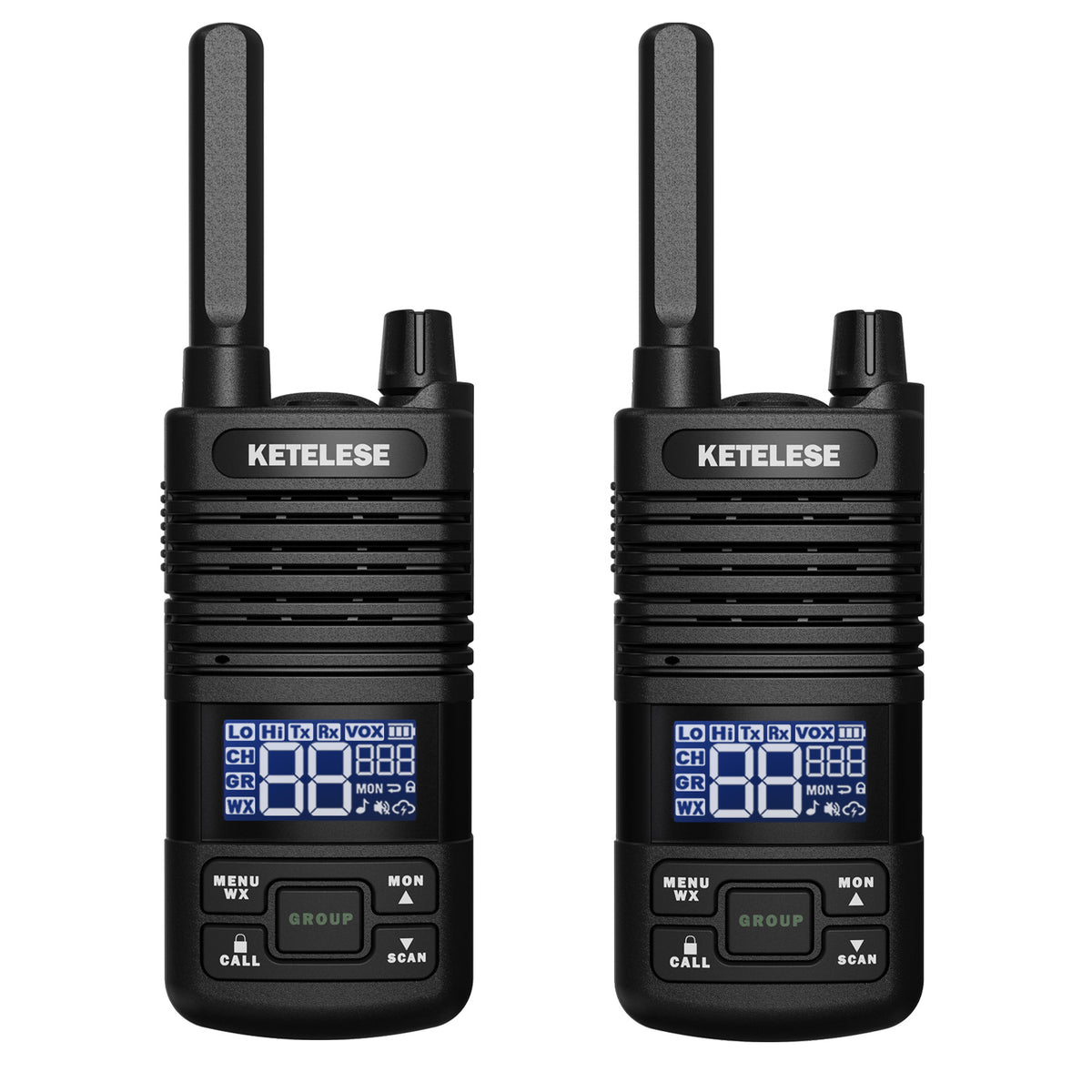 T1 FRS Walkie Talkies with Earpiece-2 Pack Black