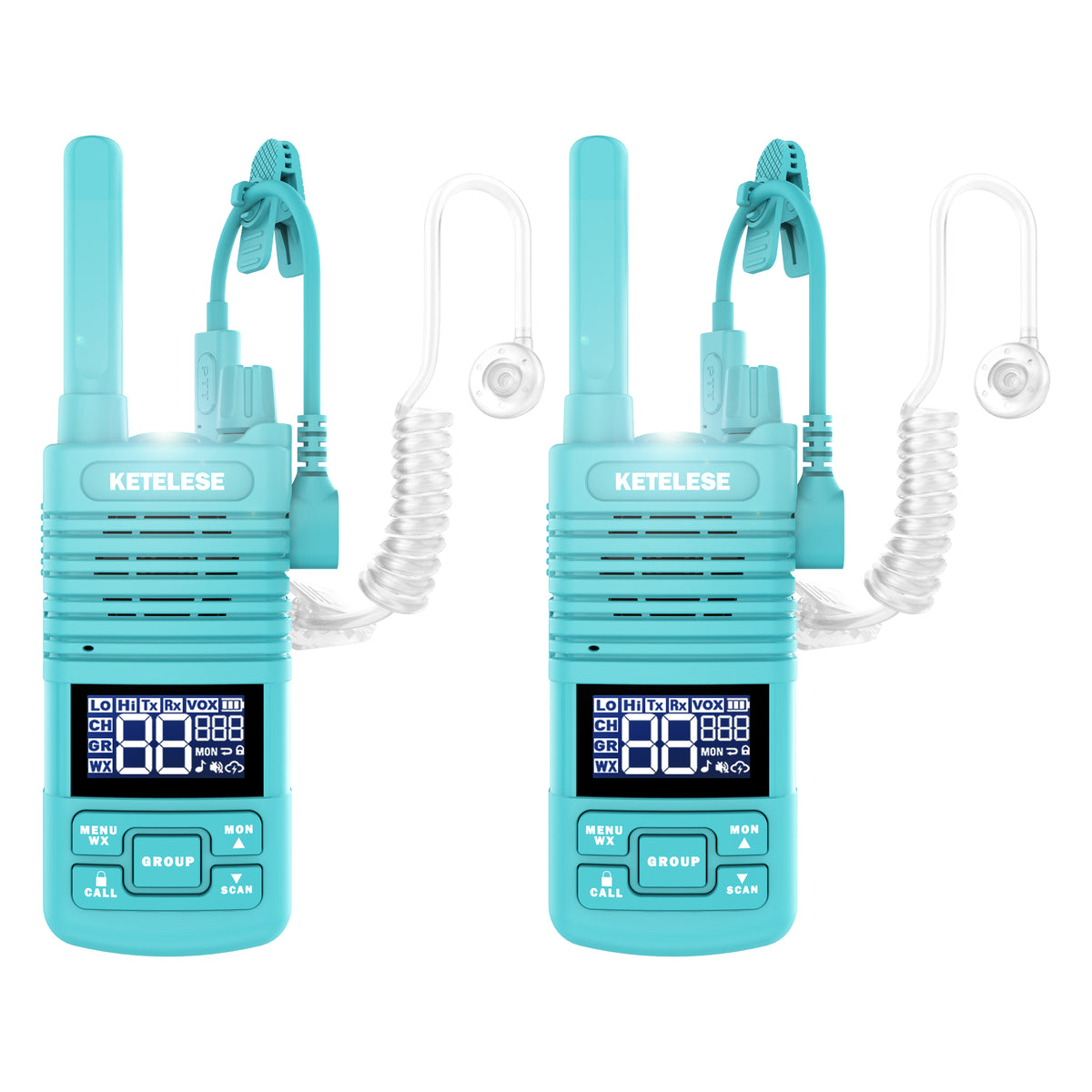 T1 FRS Walkie Talkies with Earpiece-2 Pack Blue