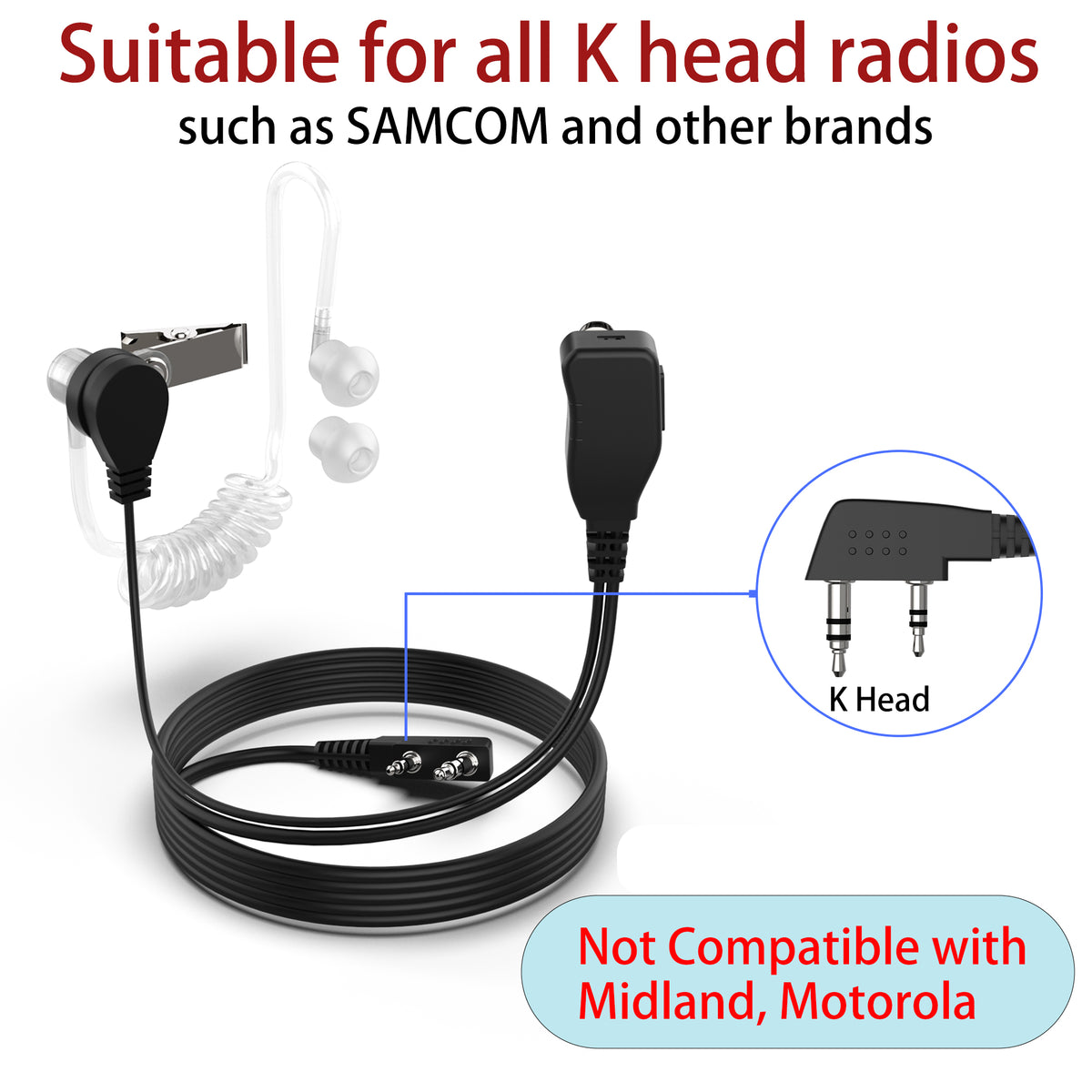 SM008 Walkie Talkie Earpiece with Mic-6 Pack