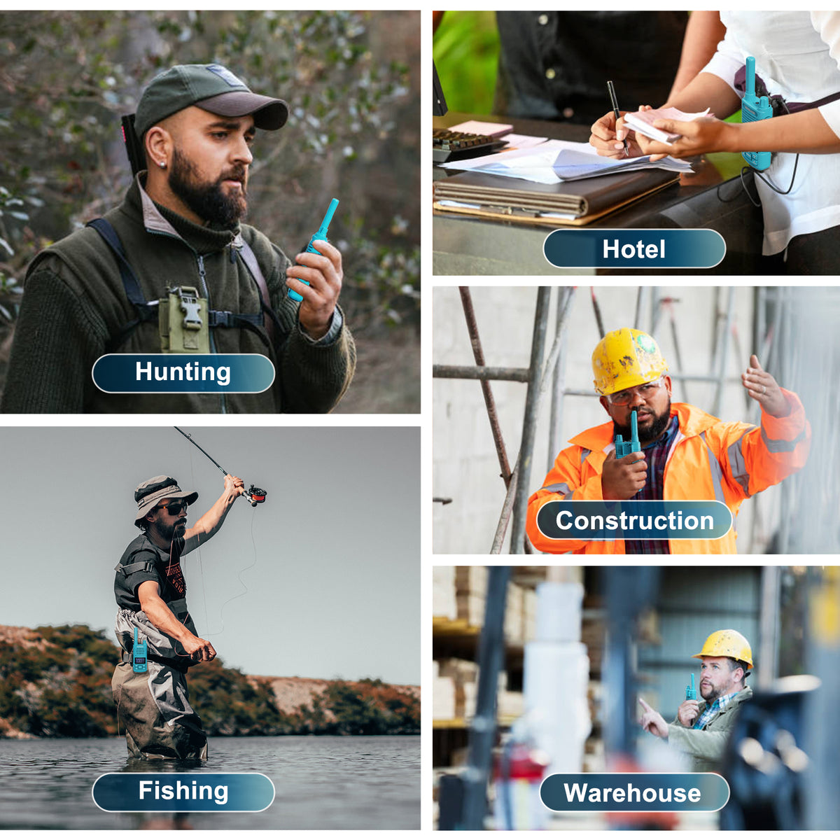 T1 FRS Walkie Talkies with Earpiece-2 Pack Blue