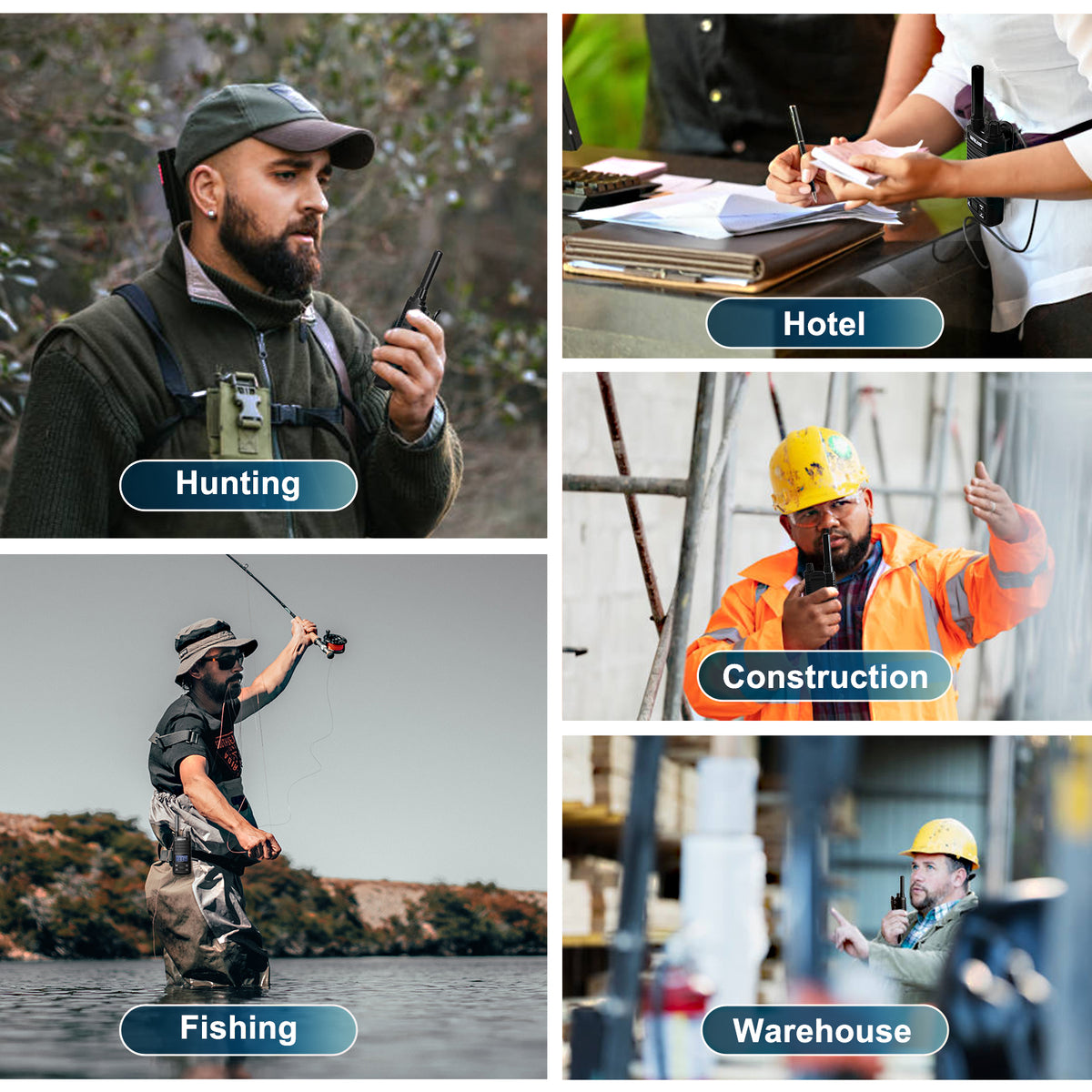 T1 FRS Walkie Talkies with Earpiece-2 Pack Black