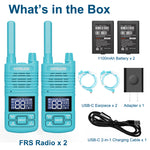 T1 FRS Walkie Talkies with Earpiece-2 Pack Blue