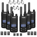 T1 FRS Walkie Talkies with Earpiece-6 Pack Black